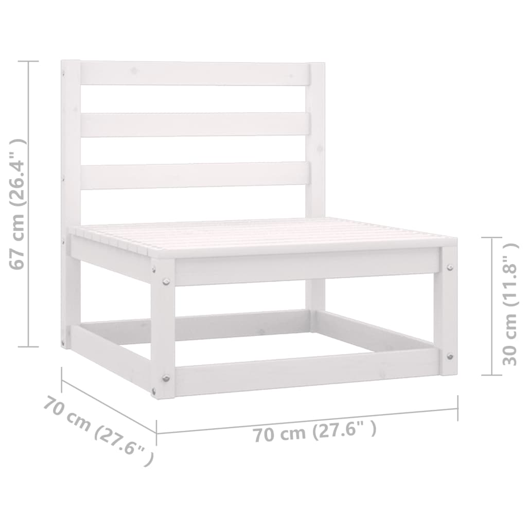 10-tlg. Garten-Lounge-Set mit Kissen Weiss Massivholz Kiefer